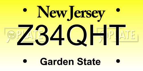 Z34QHT New Jersey License Plate