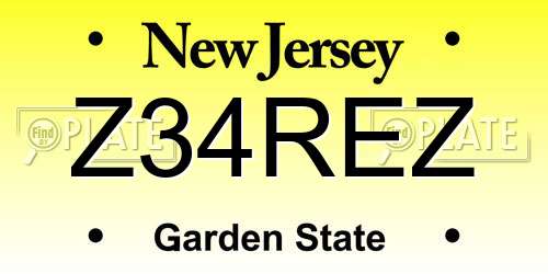 Z34REZ New Jersey License Plate