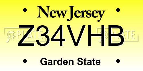 Z34VHB New Jersey License Plate