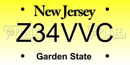 Z34VVC New Jersey License Plate