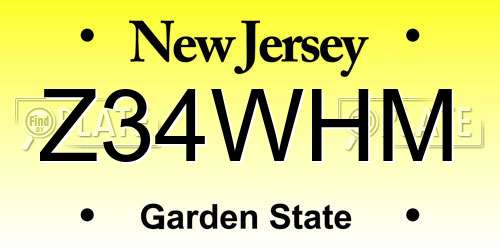 Z34WHM New Jersey License Plate