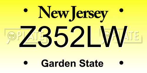 Z352LW New Jersey License Plate