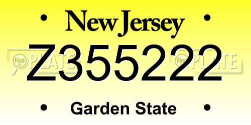 Z355222 New Jersey License Plate