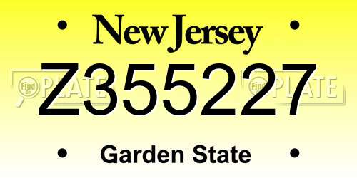 Z355227 New Jersey License Plate