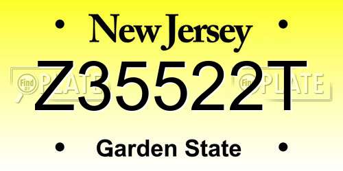 Z35522T New Jersey License Plate