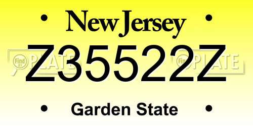 Z35522Z New Jersey License Plate