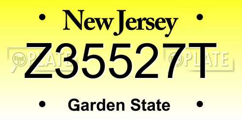 Z35527T New Jersey License Plate