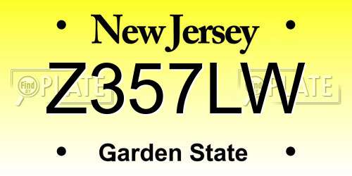 Z357LW New Jersey License Plate