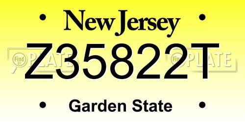 Z35822T New Jersey License Plate