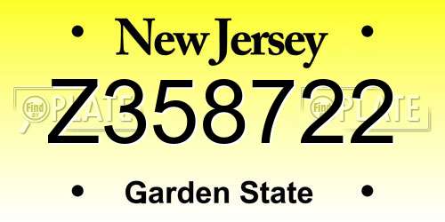 Z358722 New Jersey License Plate