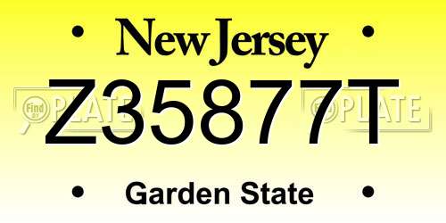 Z35877T New Jersey License Plate
