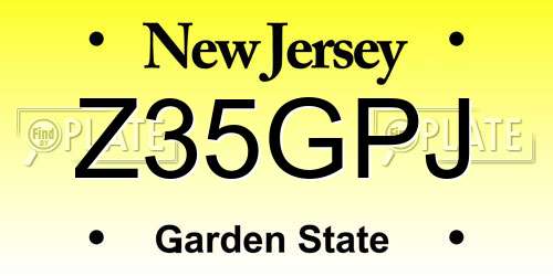 Z35GPJ New Jersey License Plate