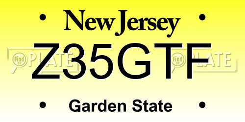 Z35GTF New Jersey License Plate