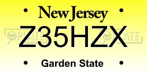 Z35HZX New Jersey License Plate