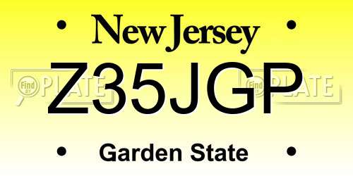 Z35JGP New Jersey License Plate