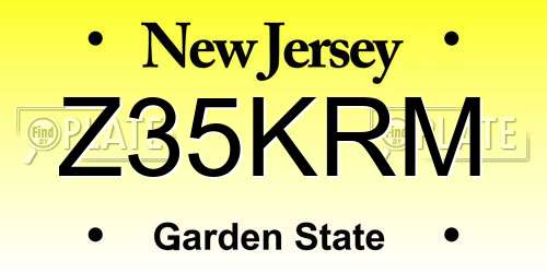 Z35KRM New Jersey License Plate