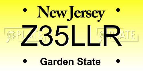 Z35LLR New Jersey License Plate