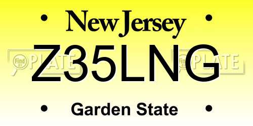 Z35LNG New Jersey License Plate