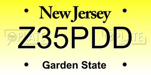 Z35PDD New Jersey License Plate