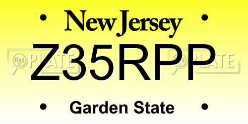 Z35RPP New Jersey License Plate