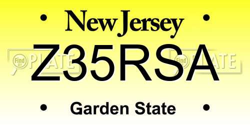 Z35RSA New Jersey License Plate