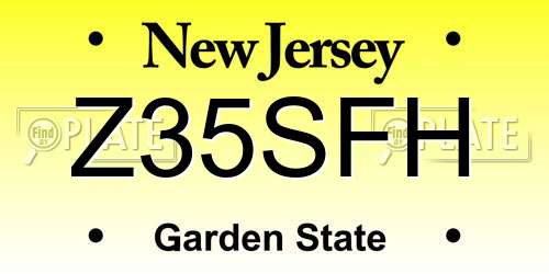 Z35SFH New Jersey License Plate