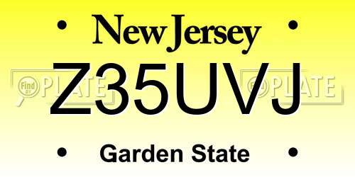Z35UVJ New Jersey License Plate