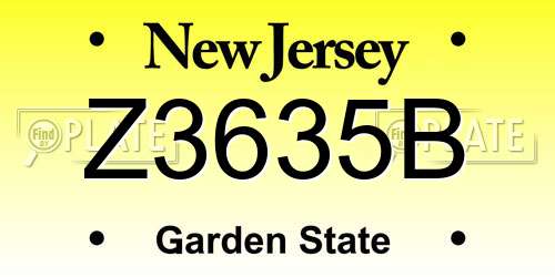 Z3635B New Jersey License Plate