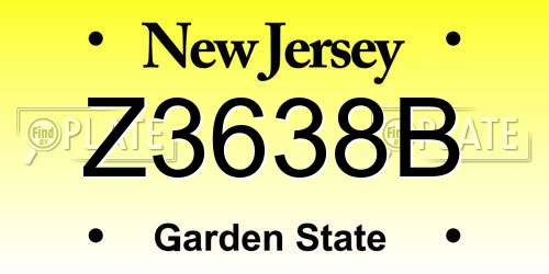 Z3638B New Jersey License Plate