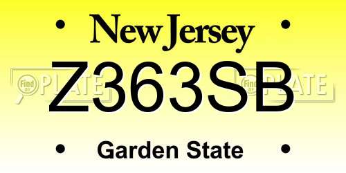 Z363SB New Jersey License Plate