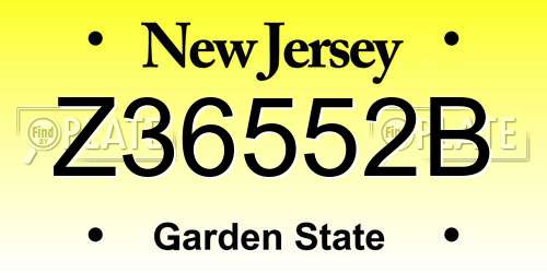 Z36552B New Jersey License Plate