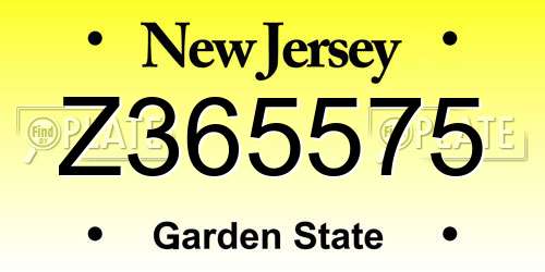 Z365575 New Jersey License Plate