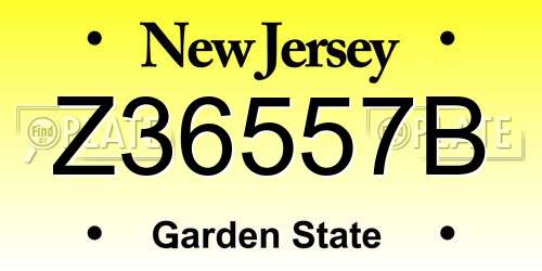 Z36557B New Jersey License Plate
