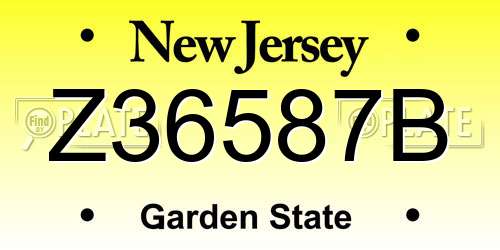 Z36587B New Jersey License Plate