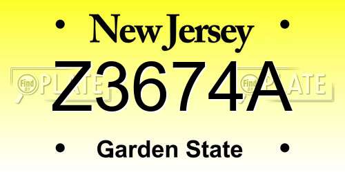 Z3674A New Jersey License Plate