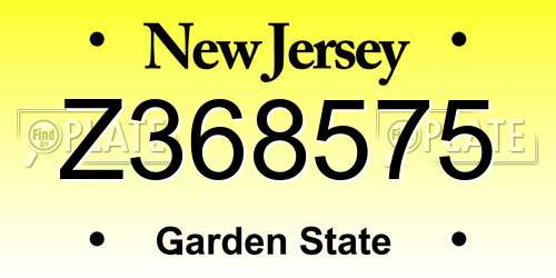 Z368575 New Jersey License Plate