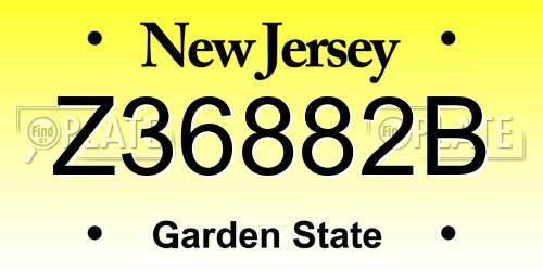 Z36882B New Jersey License Plate