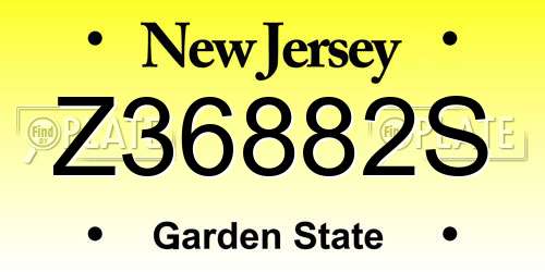Z36882S New Jersey License Plate