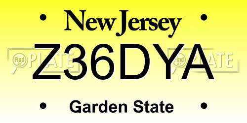 Z36DYA New Jersey License Plate