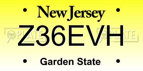 Z36EVH New Jersey License Plate