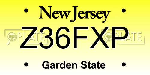 Z36FXP New Jersey License Plate
