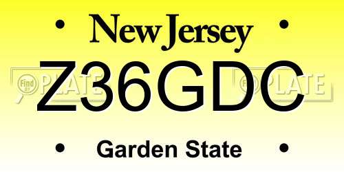 Z36GDC New Jersey License Plate