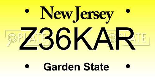 Z36KAR New Jersey License Plate
