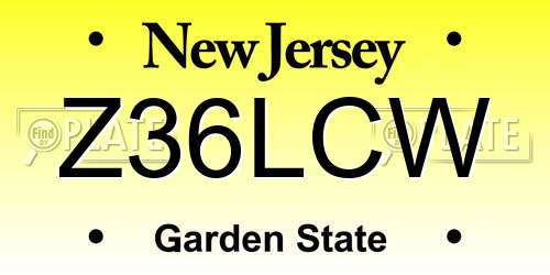 Z36LCW New Jersey License Plate
