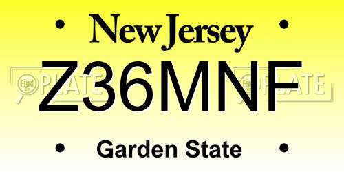 Z36MNF New Jersey License Plate
