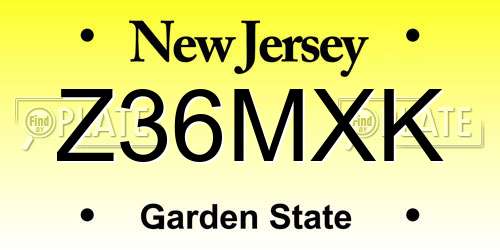Z36MXK New Jersey License Plate