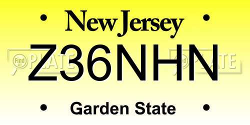 Z36NHN New Jersey License Plate