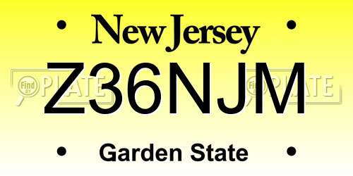 Z36NJM New Jersey License Plate