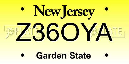 Z36OYA New Jersey License Plate