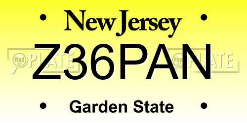 Z36PAN New Jersey License Plate